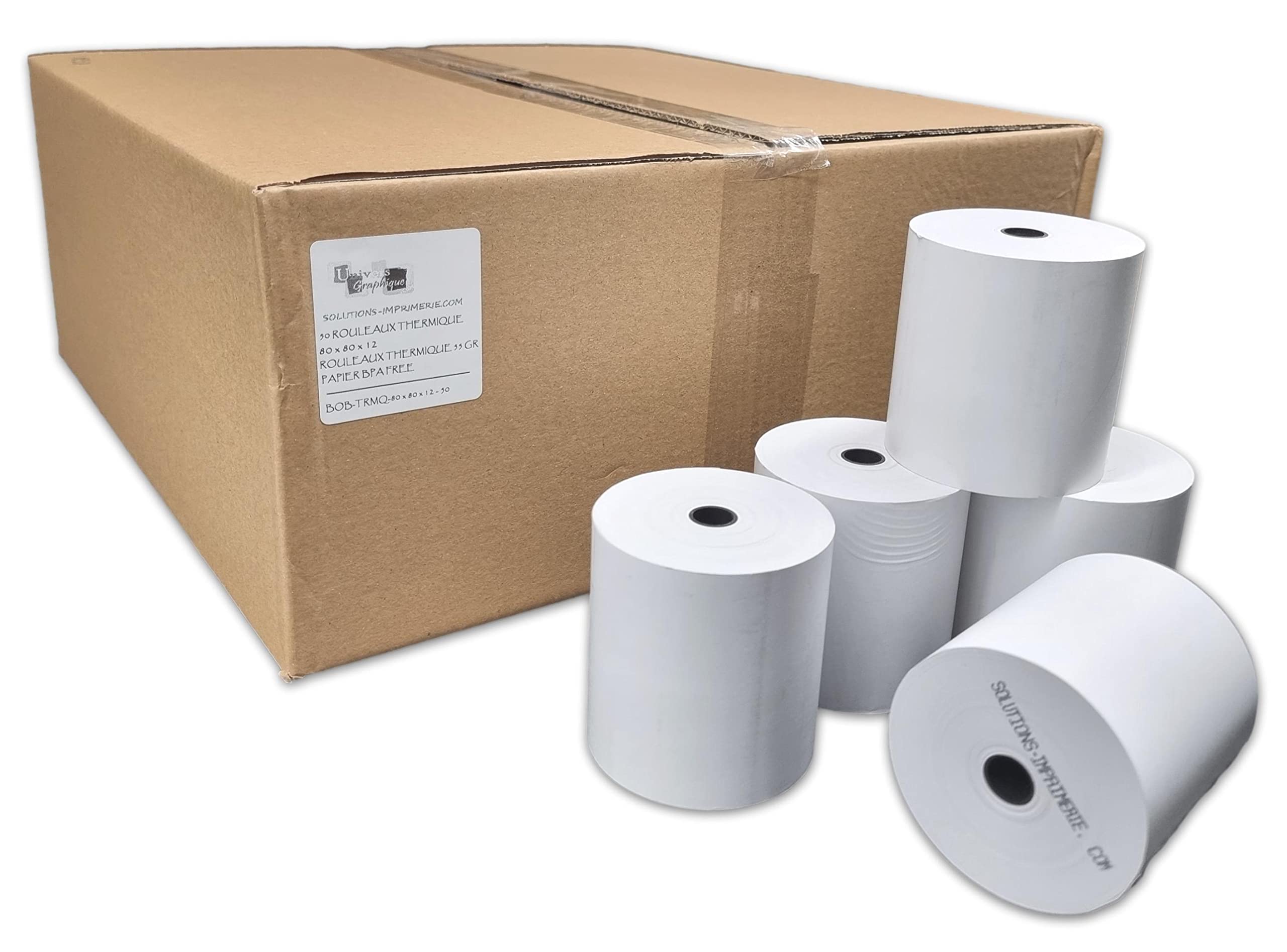 Rouleaux de papier thermique pour caisse 80mm x 80m x 12mm